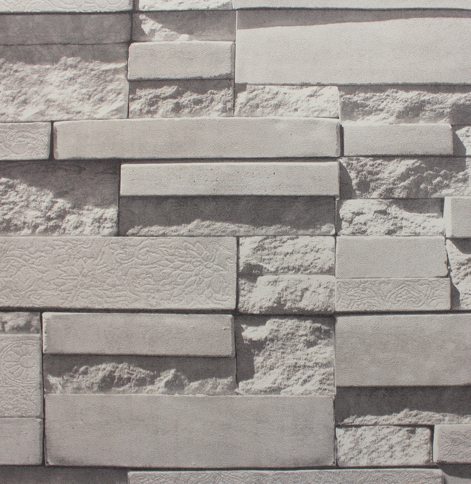 3d Real Look Realistic White Grey Brick Stone Vinyl Wallpaper