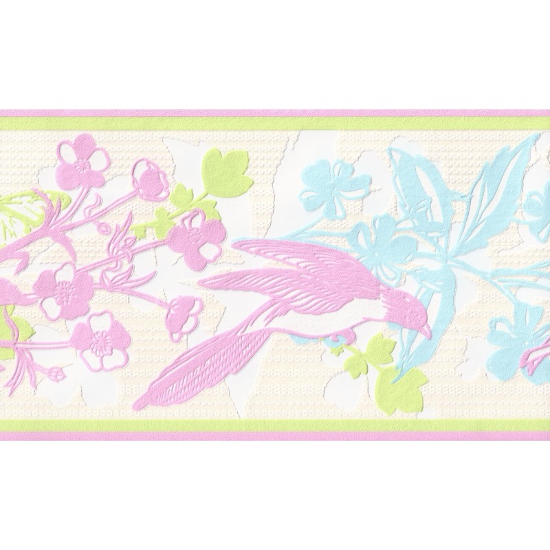 Free download Bird And Flowers Border Pink Lime Blue 1425 11 by AS