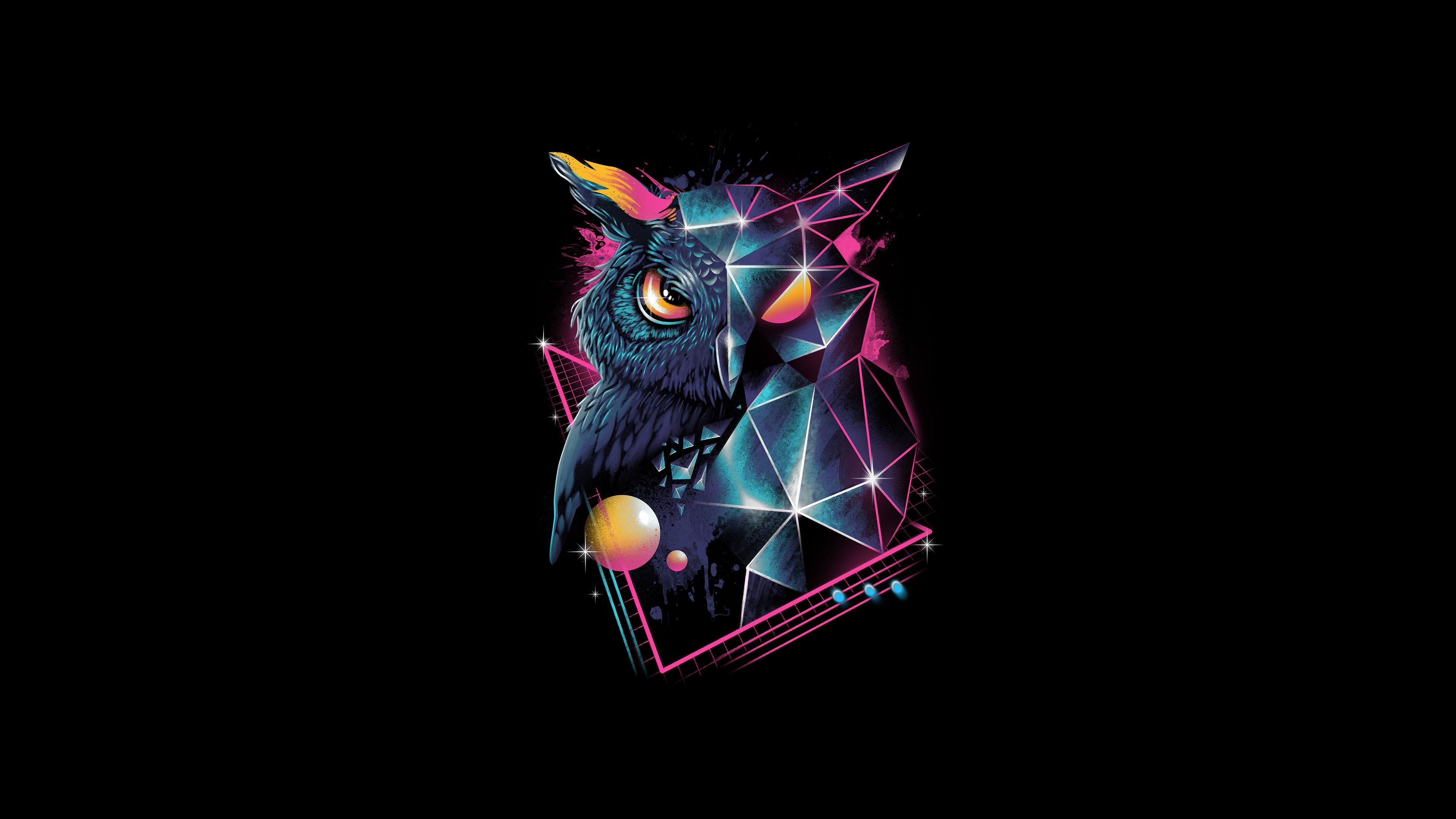 Synthwave Owl 4K Wallpaper