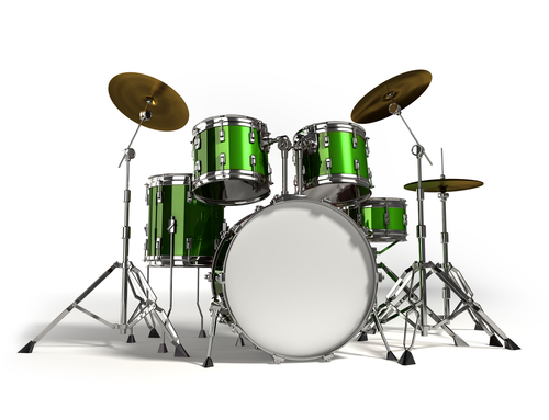 Cool Drum Set Background Kit Isolated On White