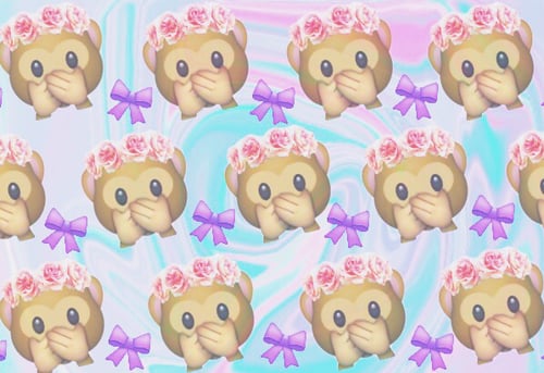 Group of Emoji monkeys flowers moos colors We Heart It