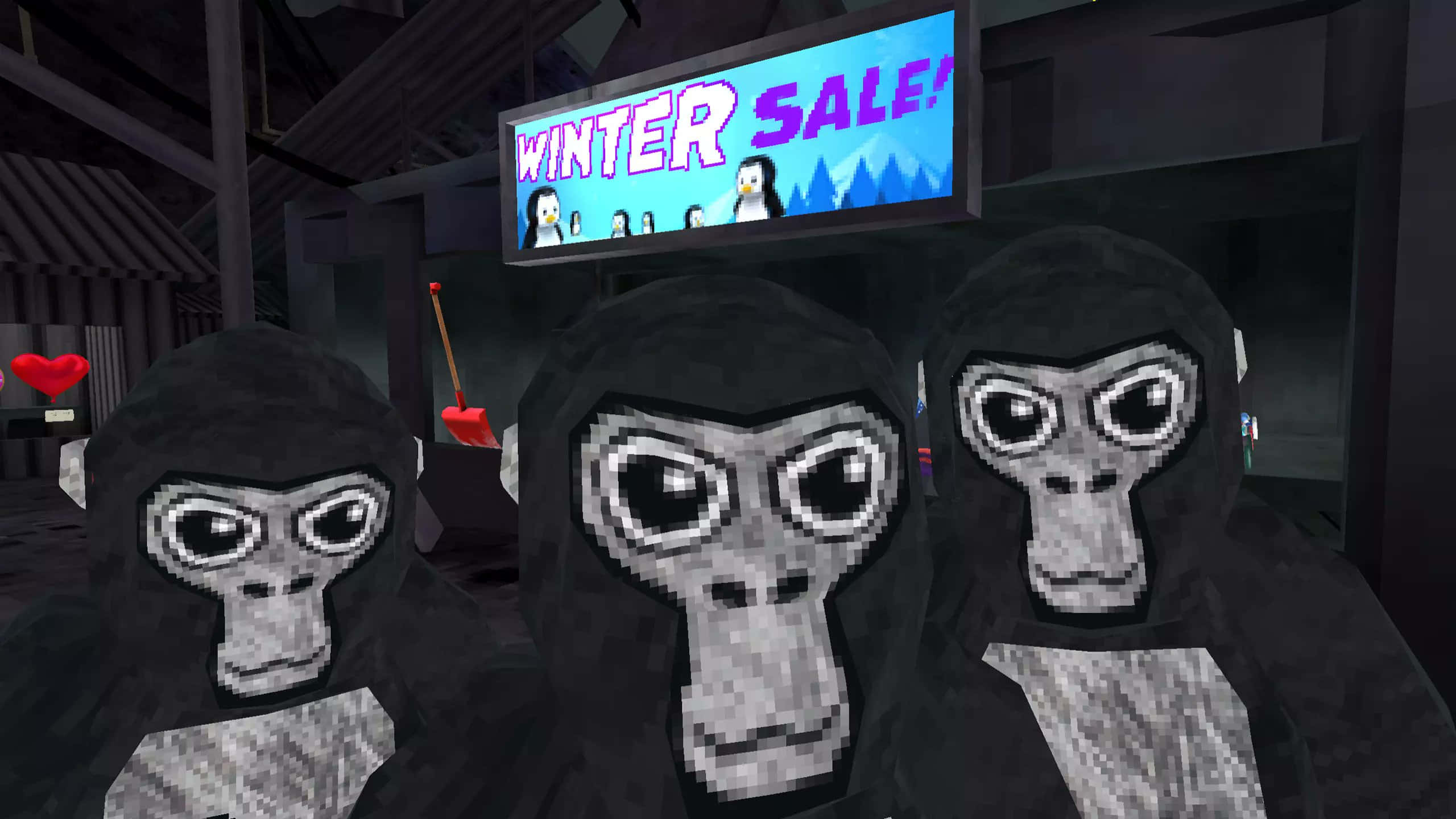 Tre Venner Butik Gorilla Tag Billede Wallpaper