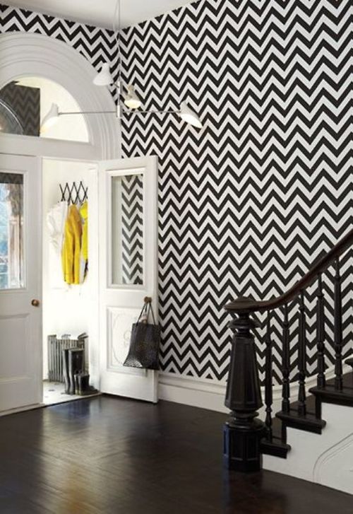 Foyer Using Large Scale Pattern Wallpaper We Love This Chevron Print