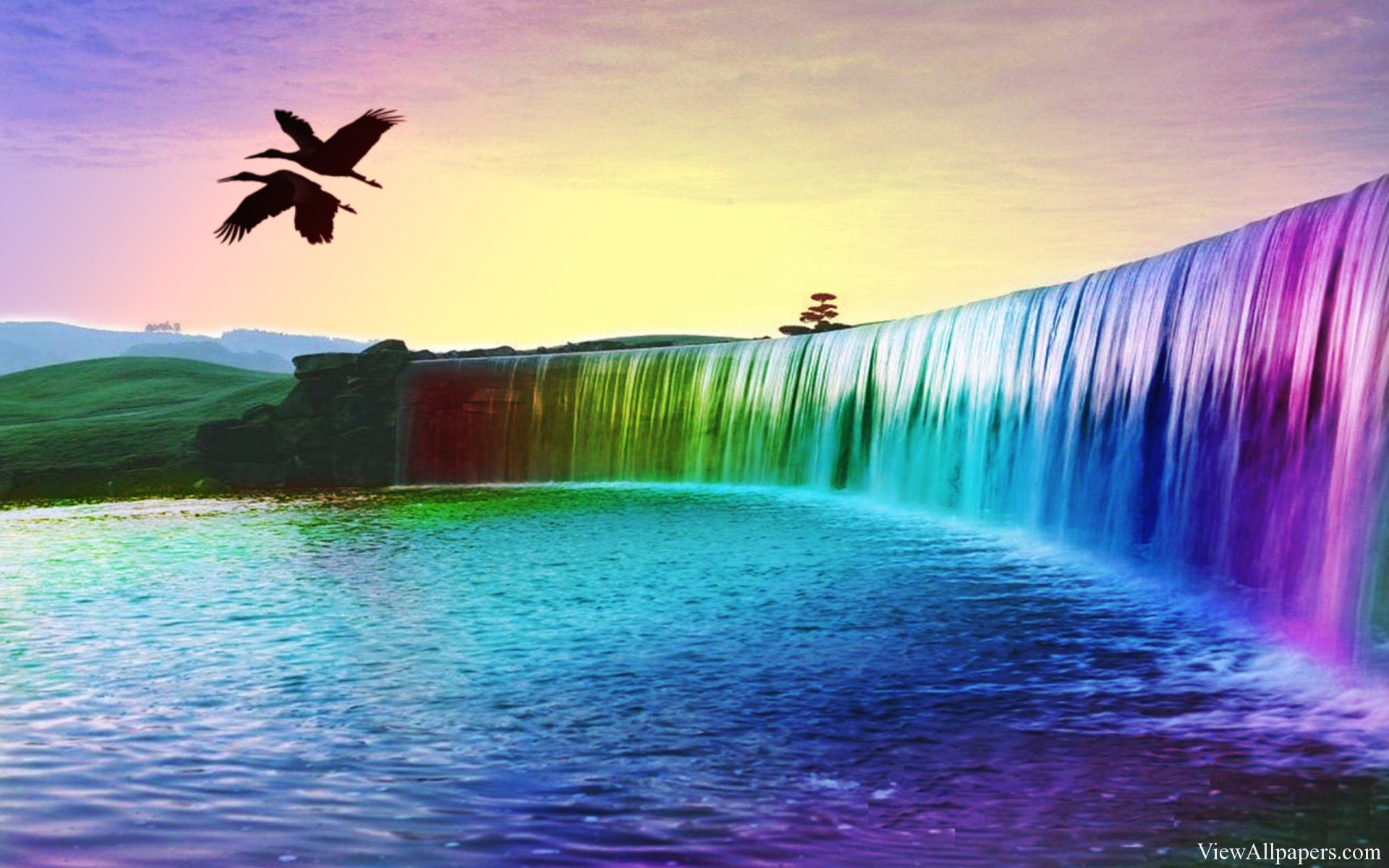 Colorful Waterfall Desktop Background High Resolution Free download