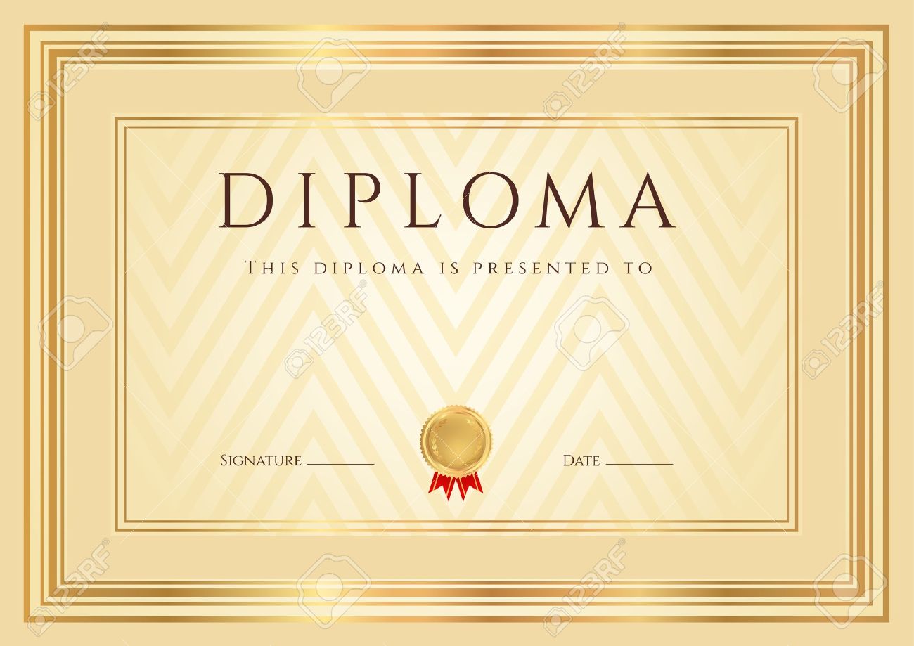 Certificate Diploma Of Pletion Design Template Background
