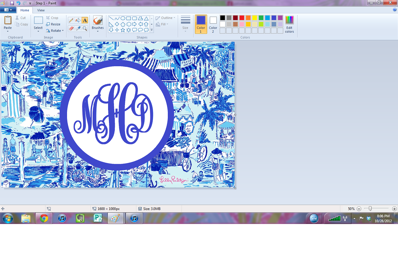 In Pearls Diy Monogram Desktop Background Using Microsoft Paint