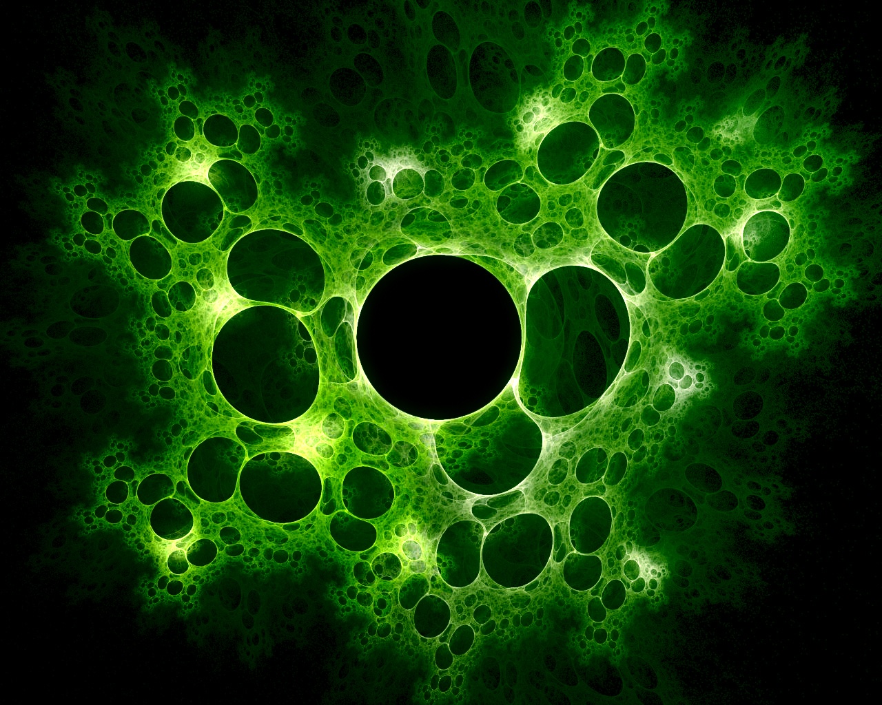 Green Fractals Wallpaper Holes