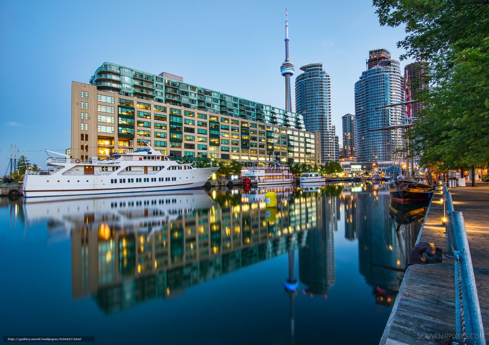 Wallpaper Toronto Harbor Reflection Ontario