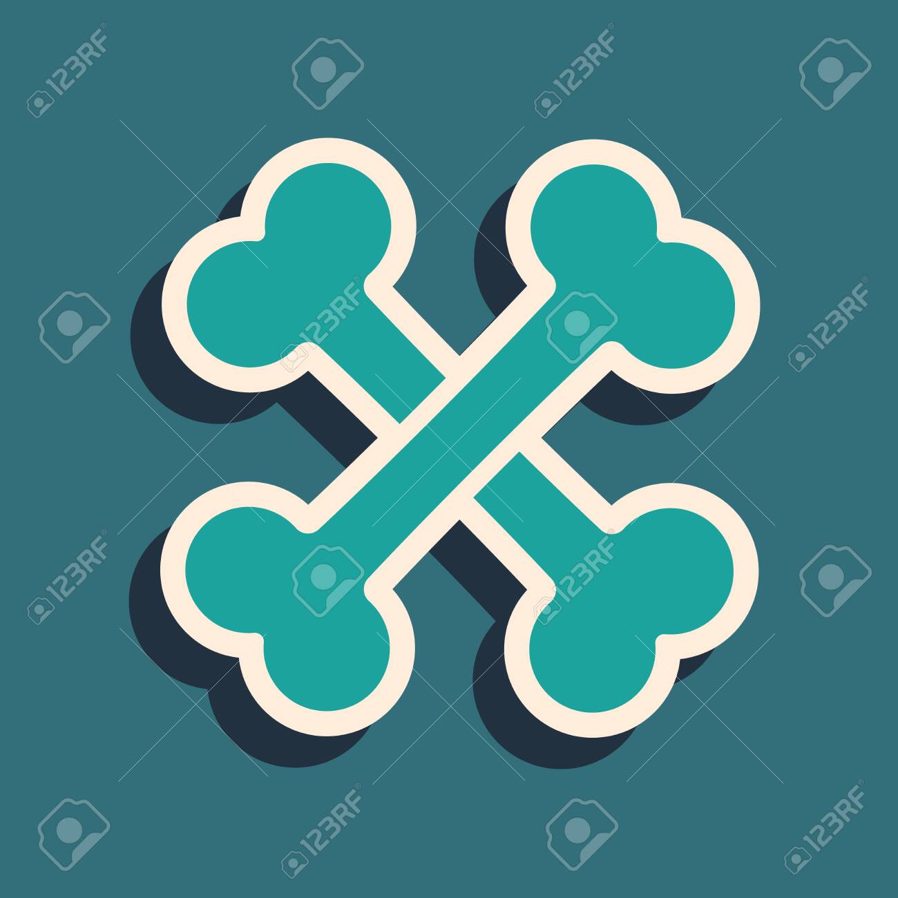 free-download-green-crossed-bones-icon-isolated-on-blue-background-pets