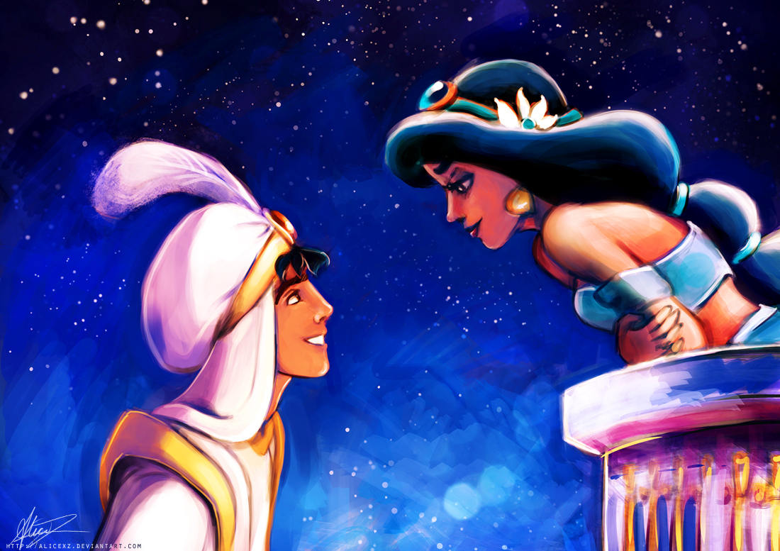 Walt Disney Couples Princess Jasmine Prince Aladdin In Love
