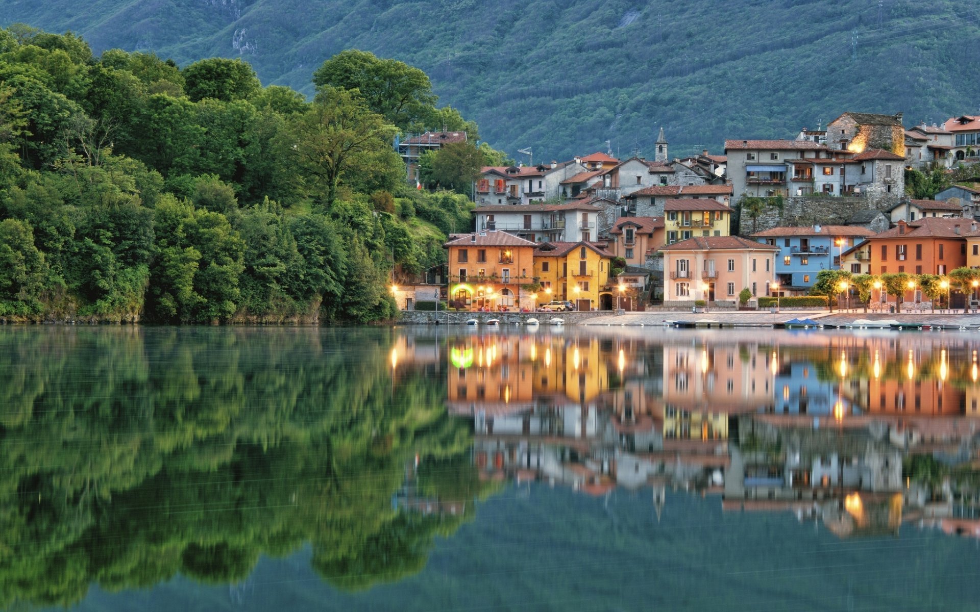 Mergozzo Piedmont Italy Lake Reflection Buildings