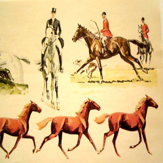 Wall Paper Border Equestrian Horse Polo Vintage By Thetrinketsden