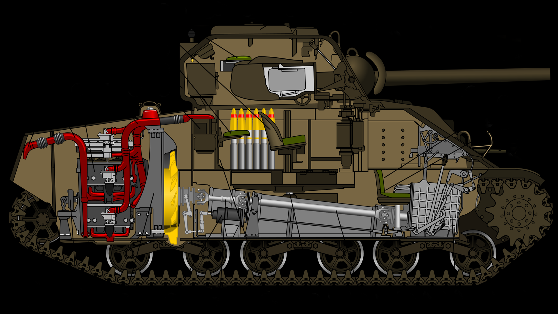 M4 Sherman Tank Drawing Vector