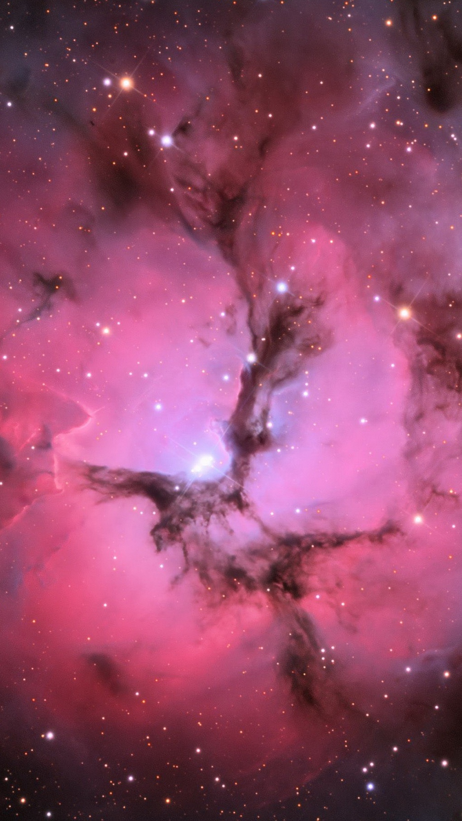 Wallpaper Galaxy Nebula Pink Stars Glitter Trifid
