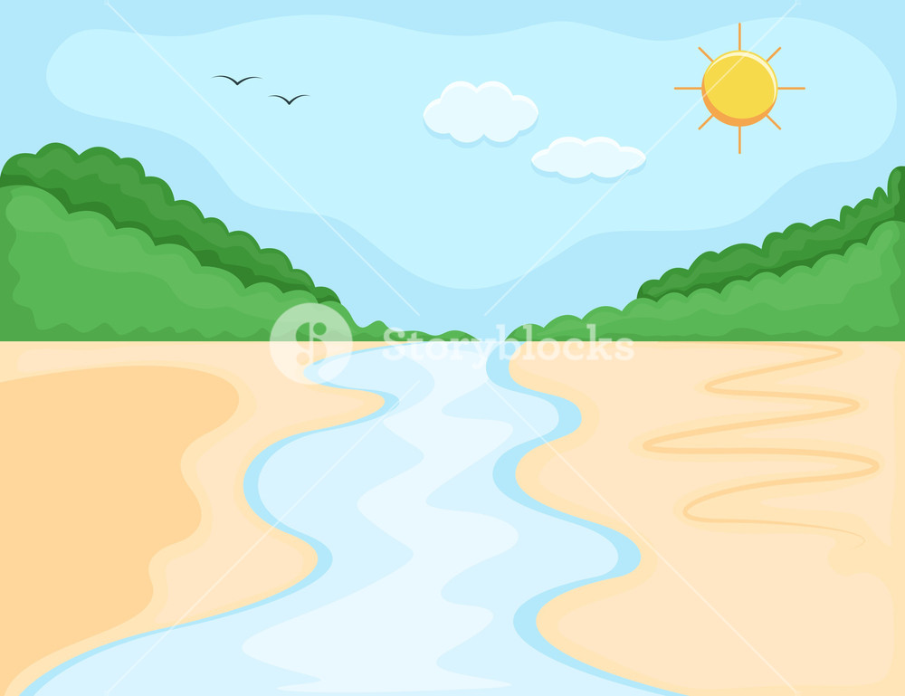 Cartoon Background   River Bank Landscape Royalty Free Stock Image