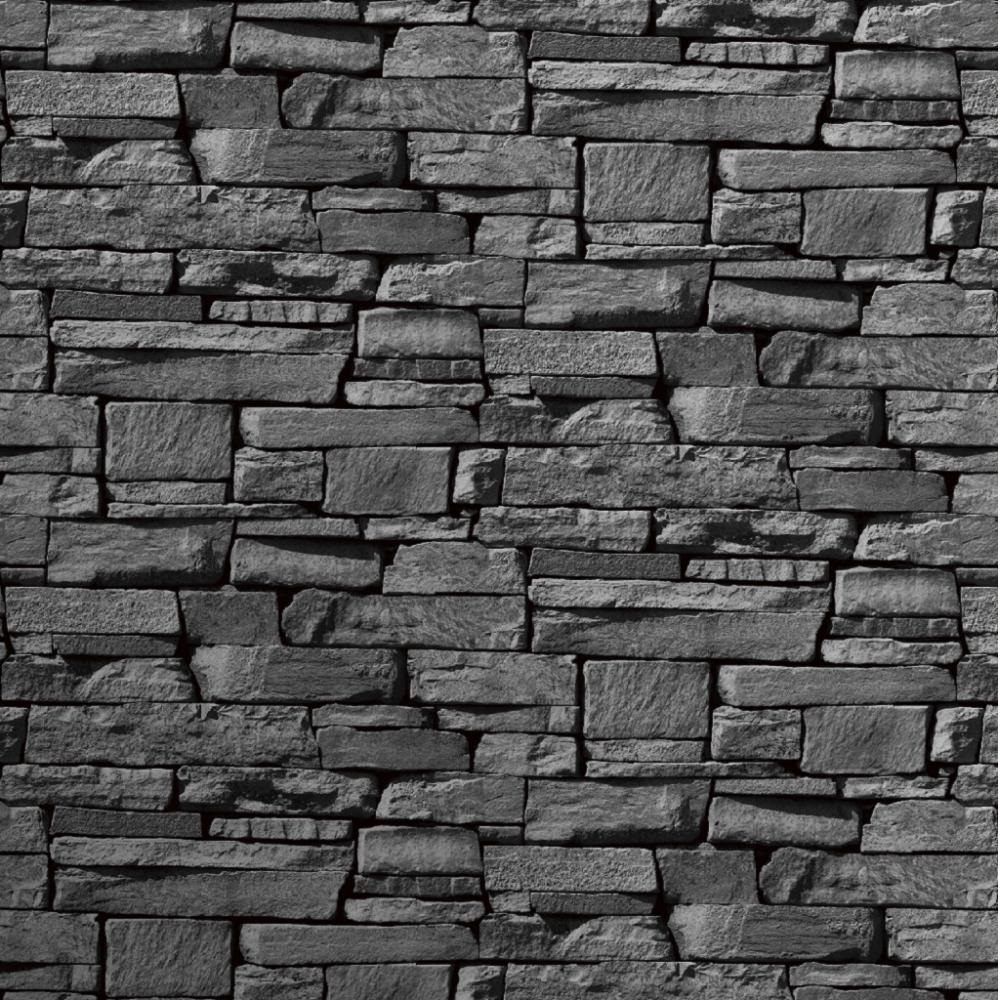 Grandeco Dax Dry Stone Wall Slate Brick Effect Vinyl Wallpaper