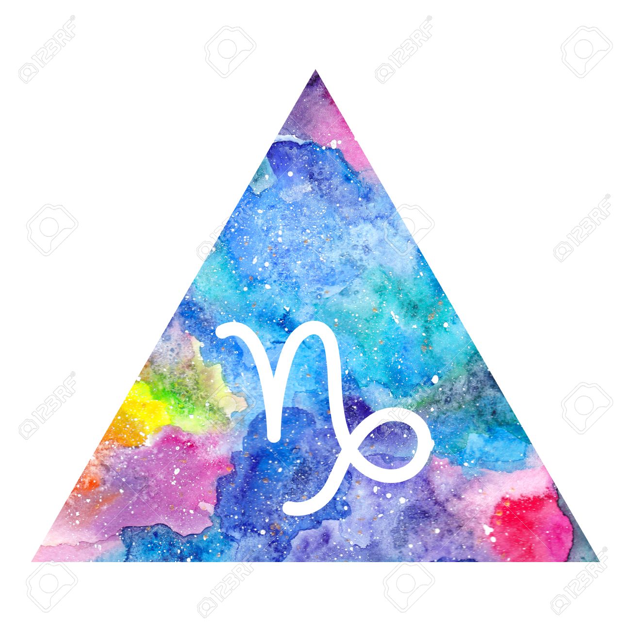 Capricorn Zodiac Sign On Watercolor Triangle Background Astrology