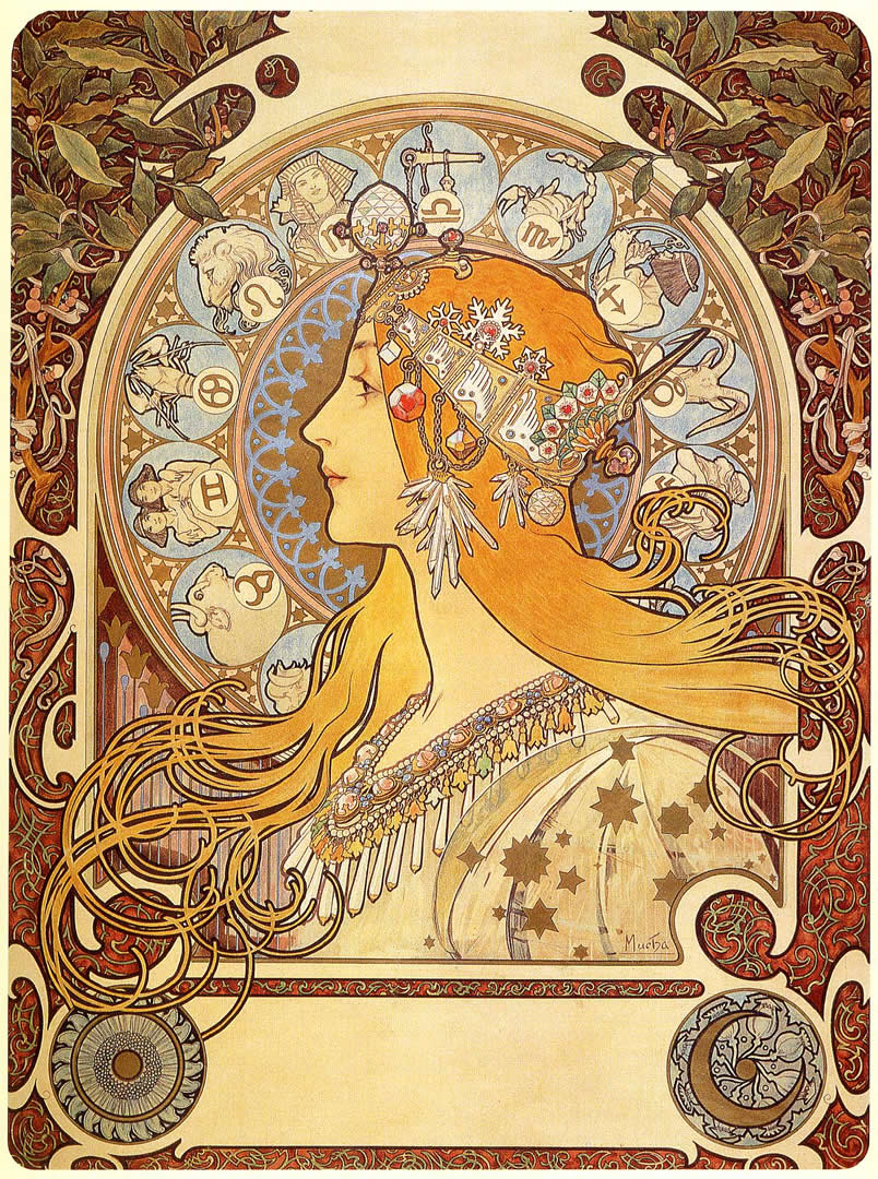 Zodiac Alphonse Mucha Paintings Wallpaper Image