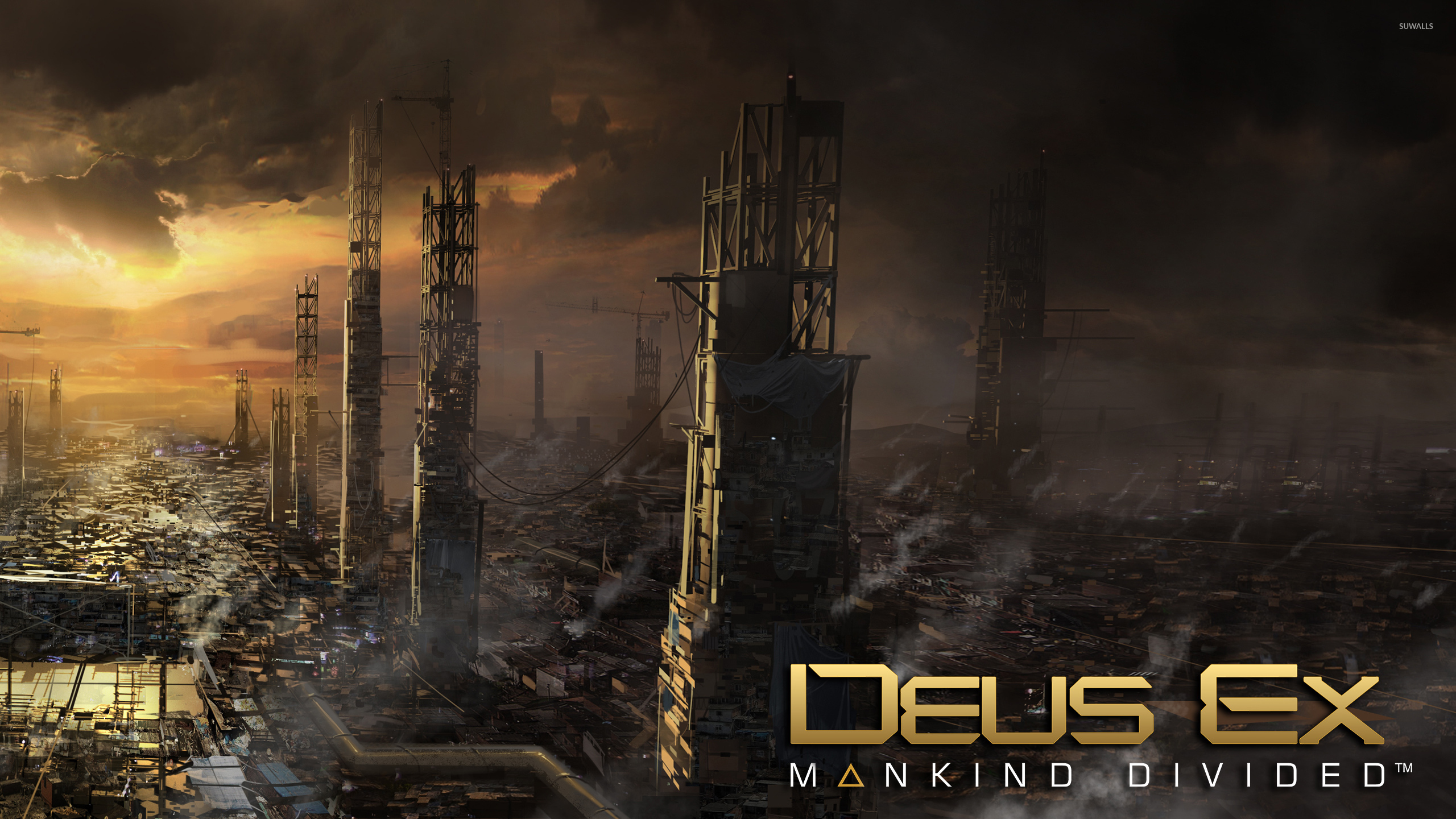 Sunset Above The City In Deus Ex Wallpaper