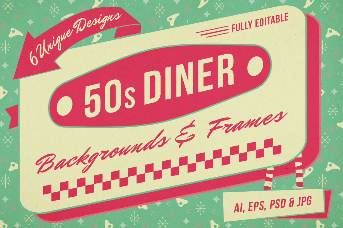 50s Diner Menu Graphics 1950s Background