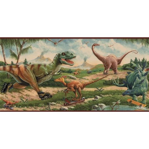 Extreme Dinosaur Wallpaper Border In Rust Home