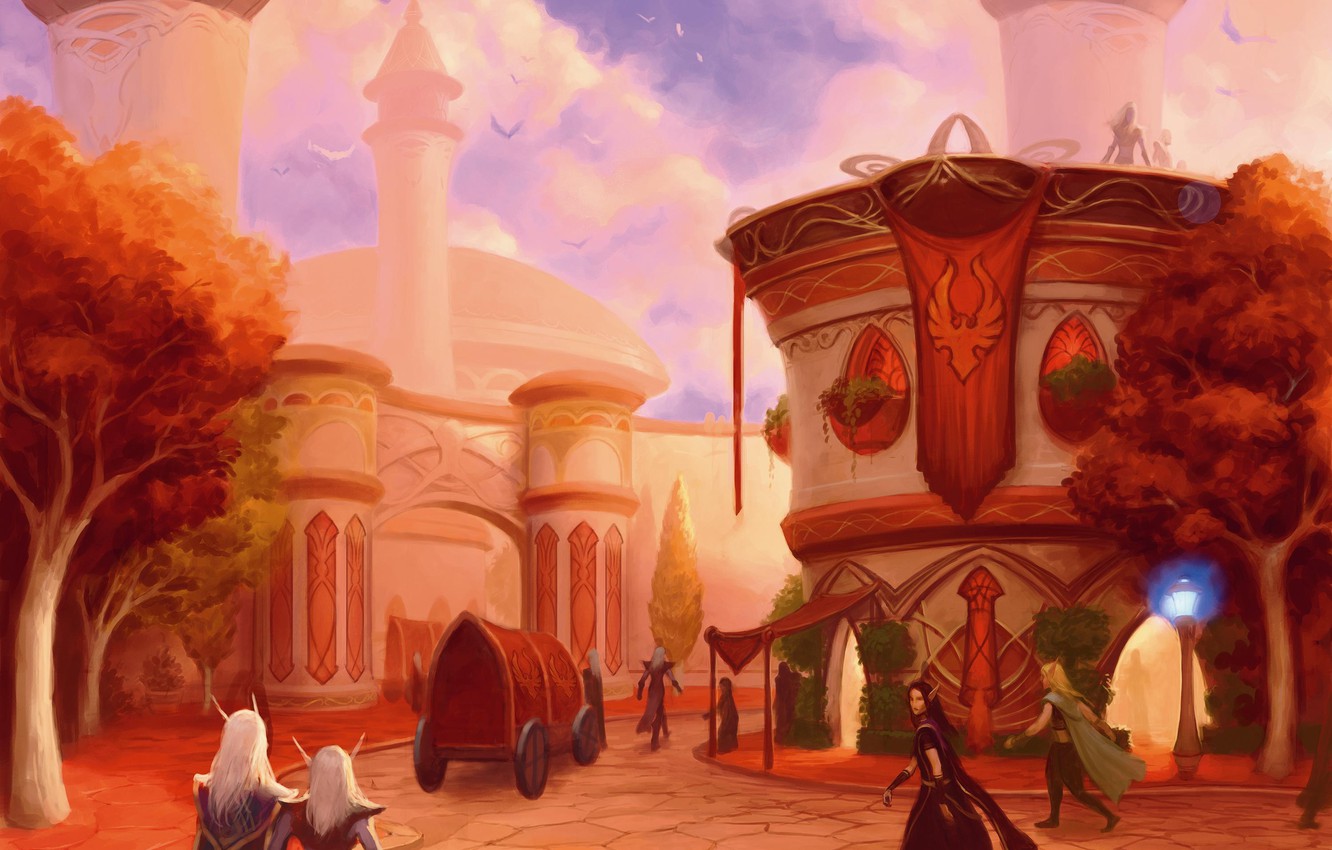 Wallpaper The City Wow World Of Warcraft Blood Elves