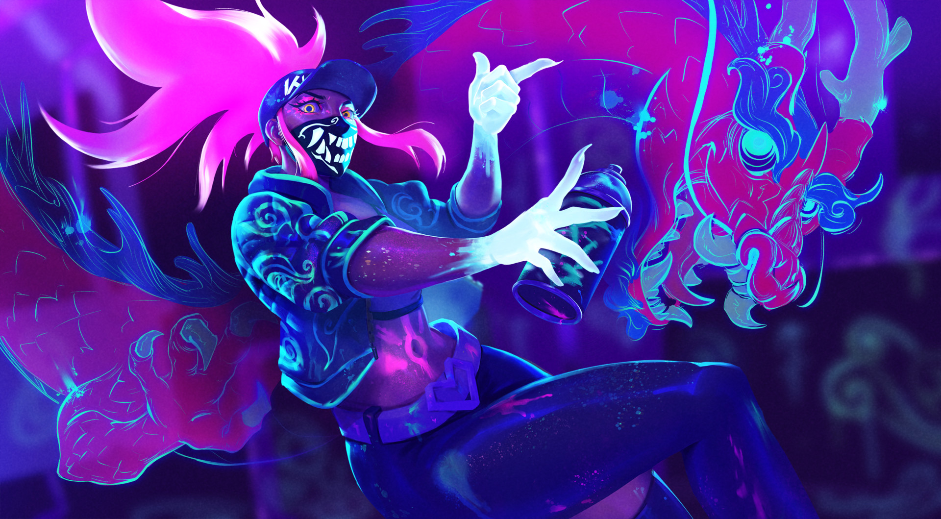 Akali Kda Neon Dragon Aesthetic Lol Fanart By Harumi Namba