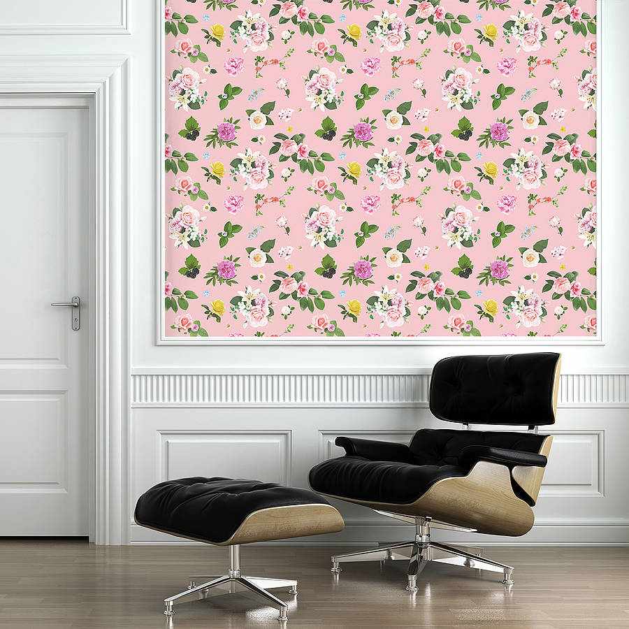 Self Adhesive Pink Floral Pattern Wallpaper By Oakdene Designs