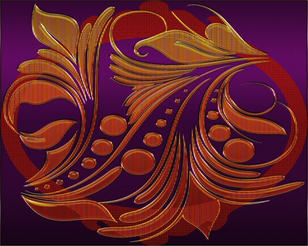 Leafy Orange Pattern On Purple Wallpaper