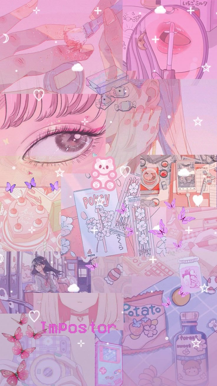 Pastel Pink Anime Themed Wallpaper