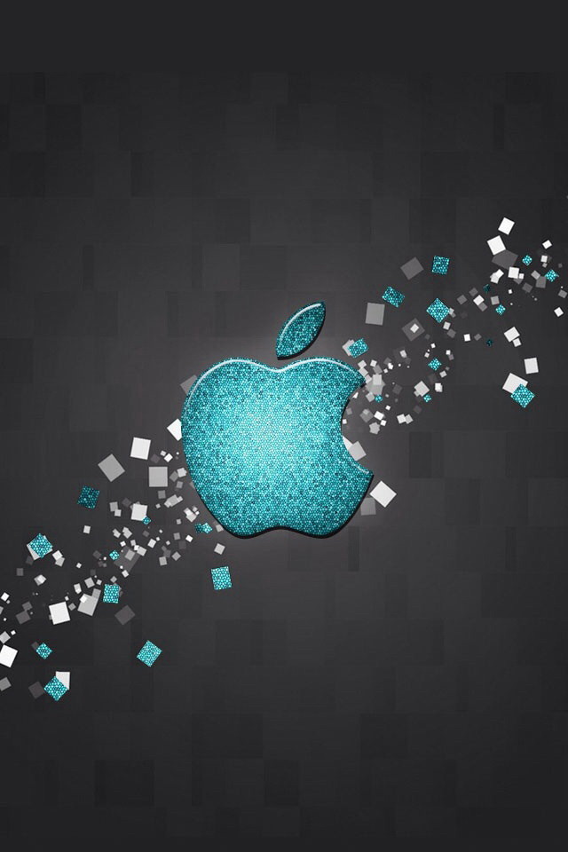 Glitter Blue Apple Logo Wallpaper   Free iPhone Wallpapers