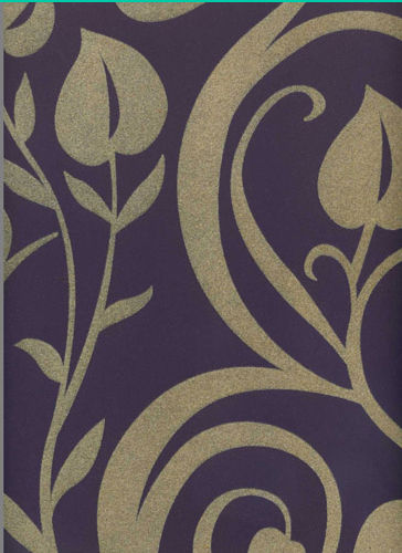 Flock Velvet Wallpaper Purple Kelly Deco Flocked