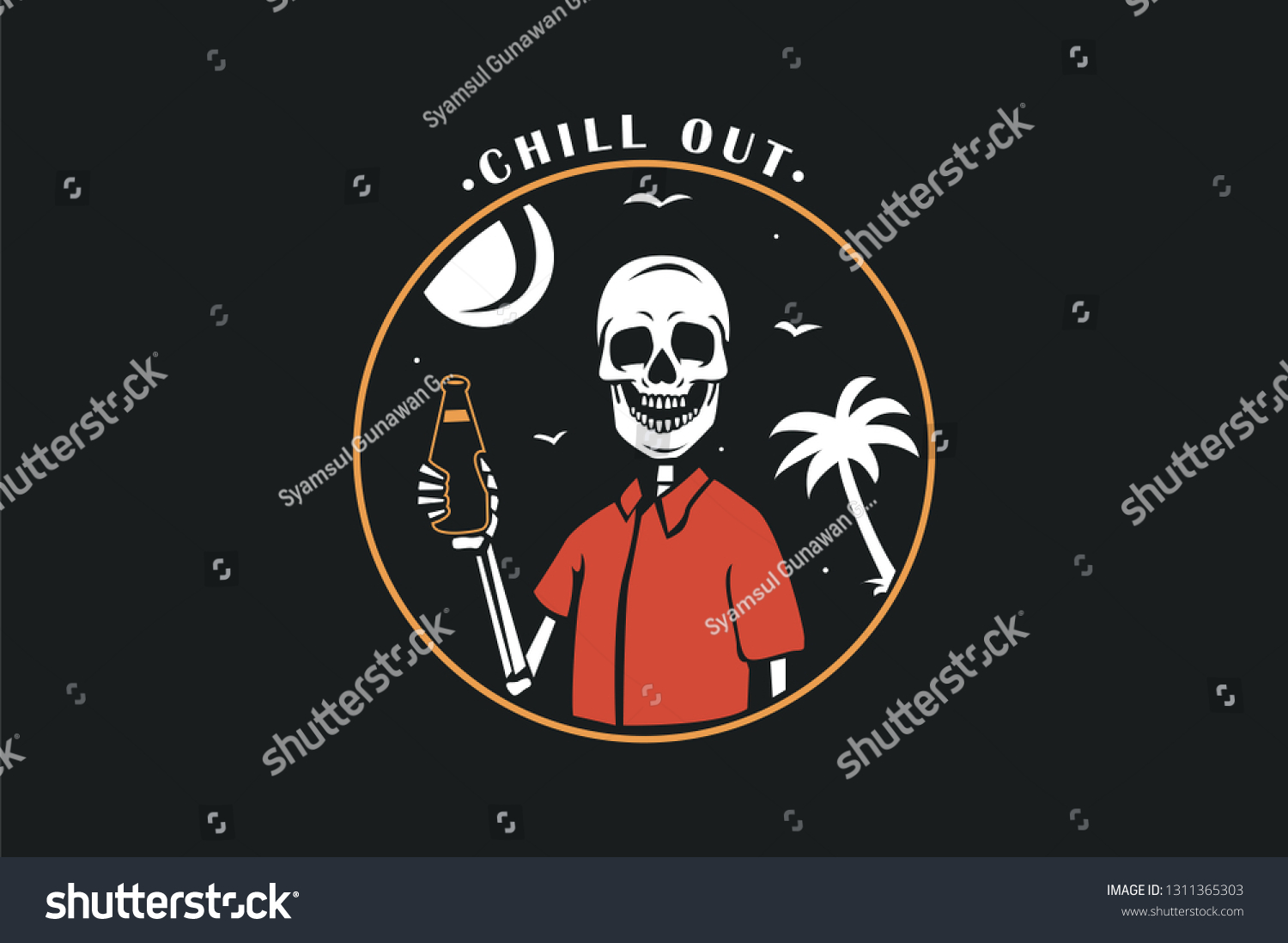 Chilling Skull Black Backgroundvector Illustration Vector Stock