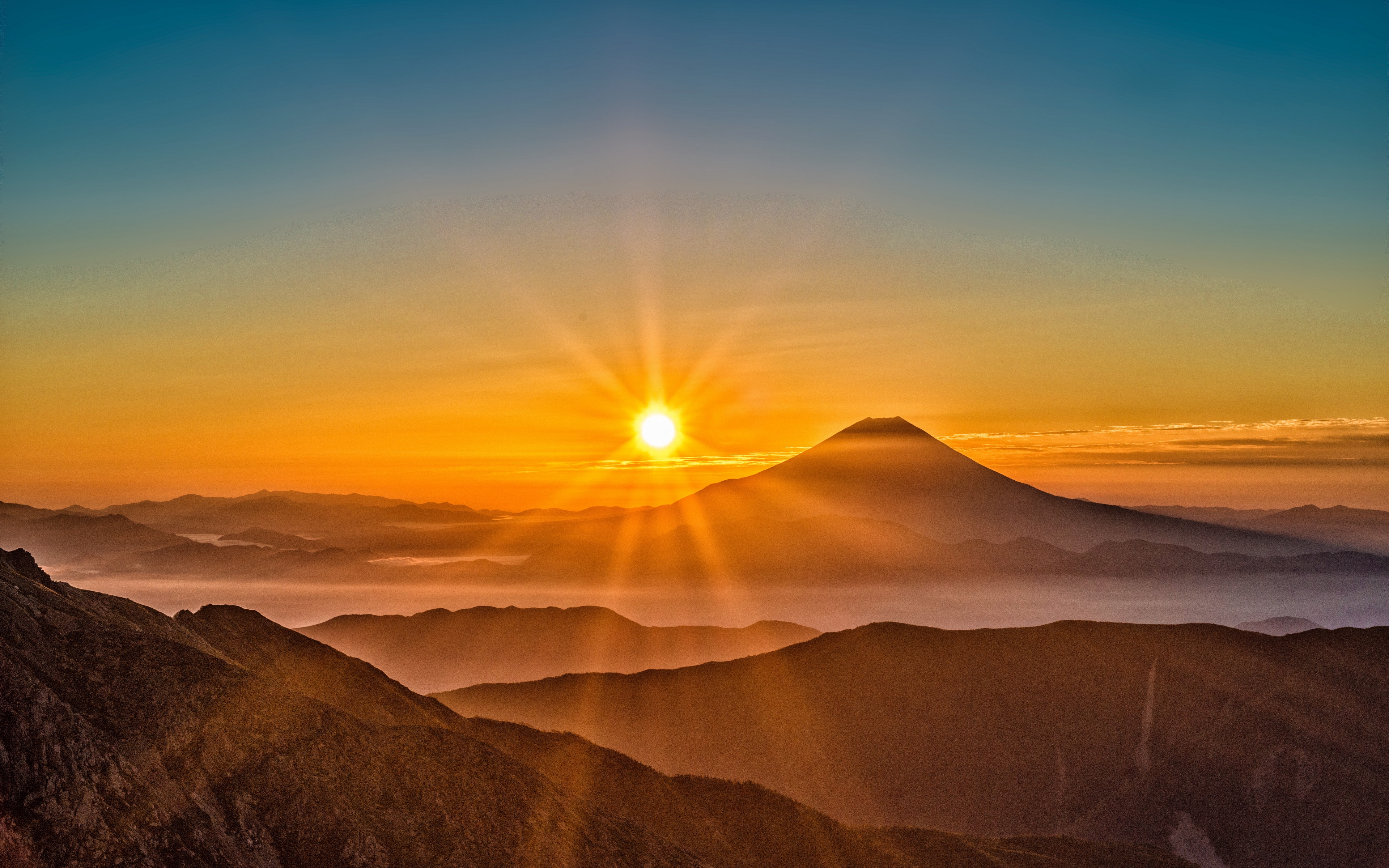Wallpaper Mount Fuji Japan Sun 4k Ultra HD