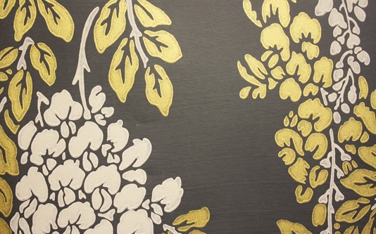 Wisteria Wallpaper A Blossoming Print In Gold And