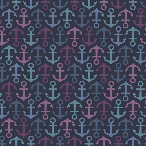 Anchor Nautical Navy Sea Pattern Art Print By Image