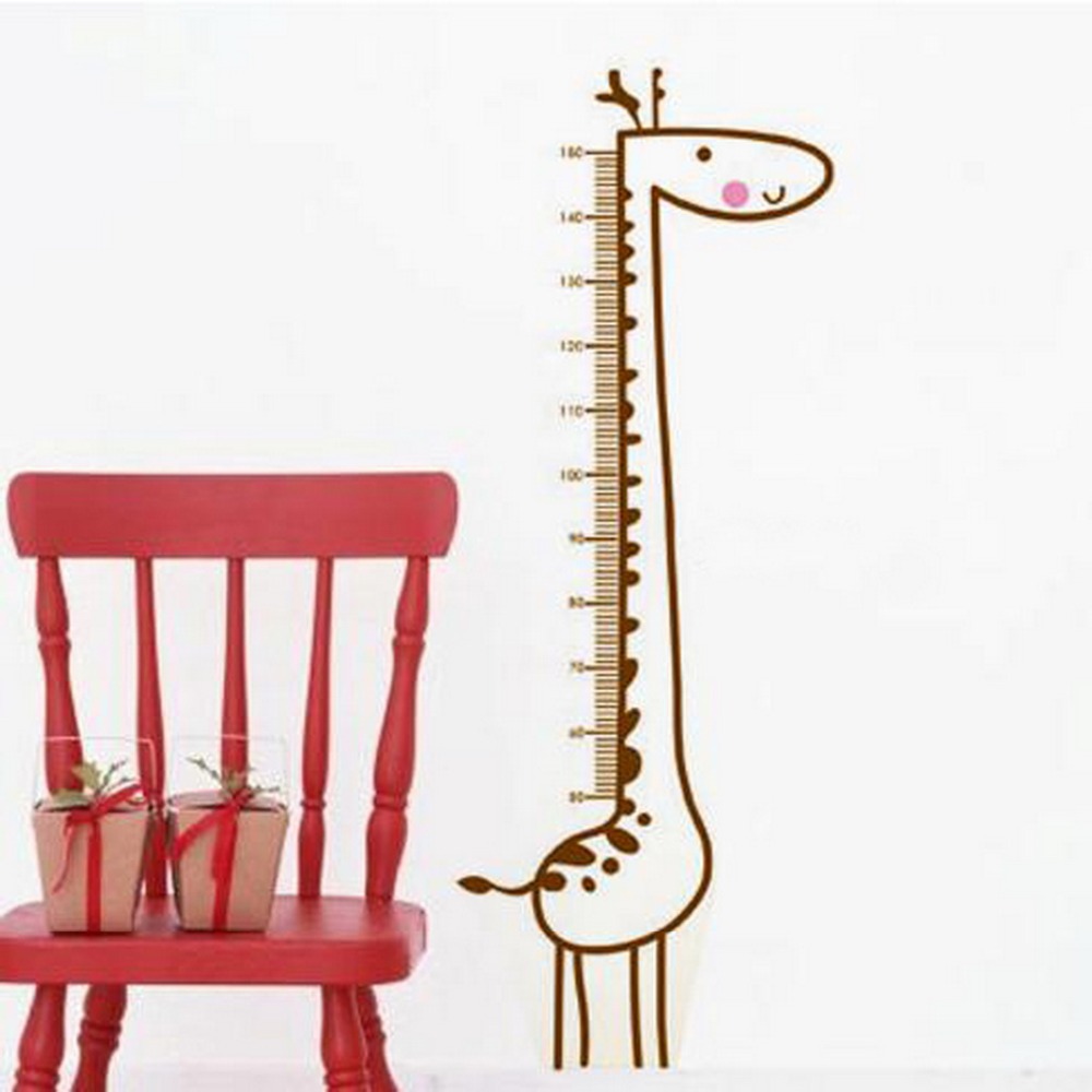 Height Chart Measure Tape Wall Stickers Cute Giraffe Vinyl Wallpaper