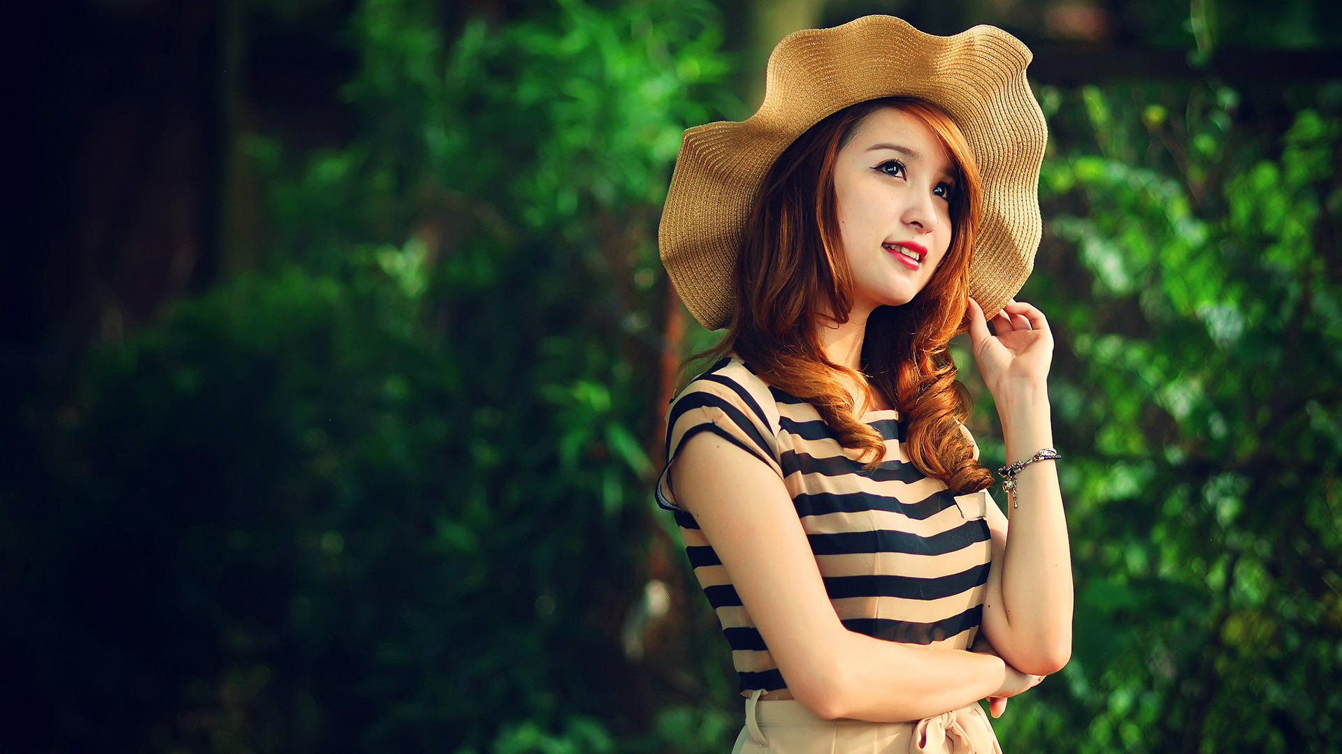 Asian Woman In Nature Wallpaper