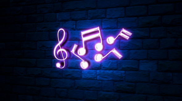 Music Notes Neon Light Sign Motion Graphics Videohive