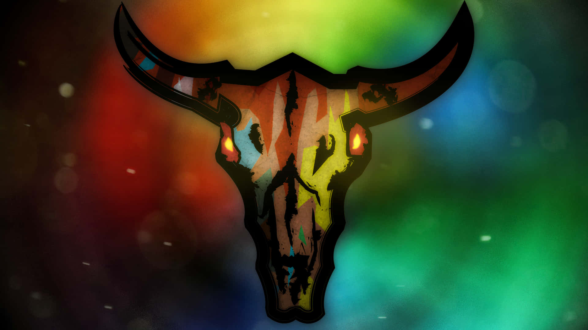 Bull Skull On Colorful Wallpaper