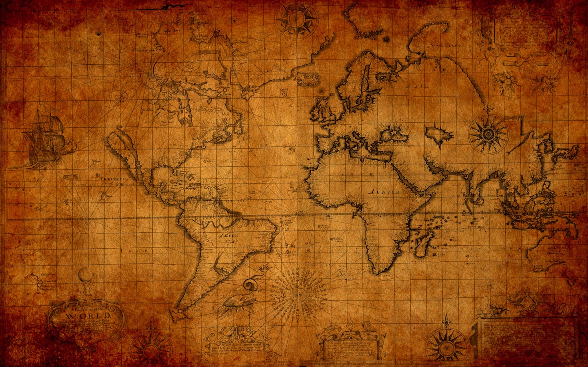 Old World Map Desktop Wallpaper Image