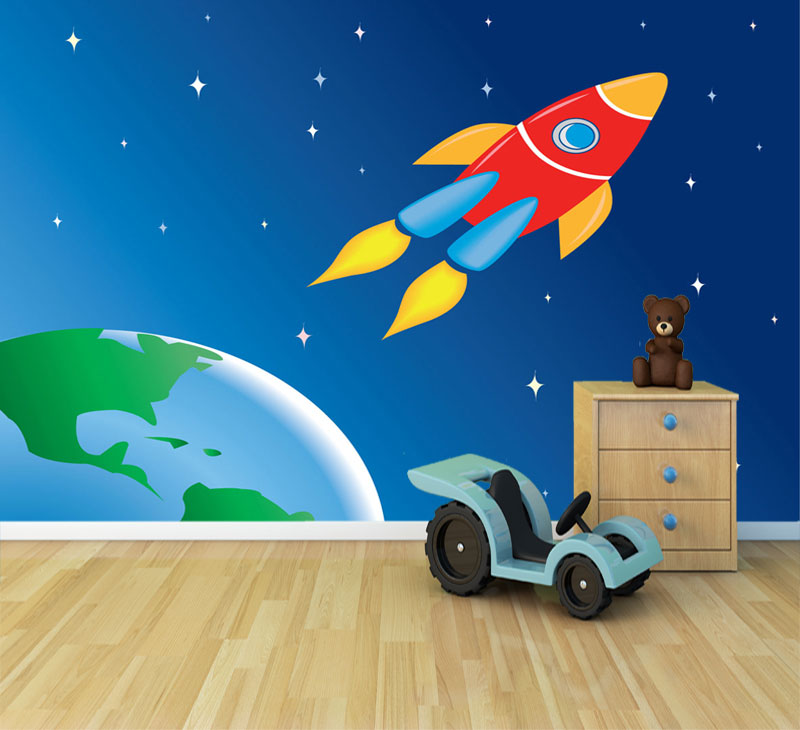 Space Rocket Toys Wallpaper Wall Mural