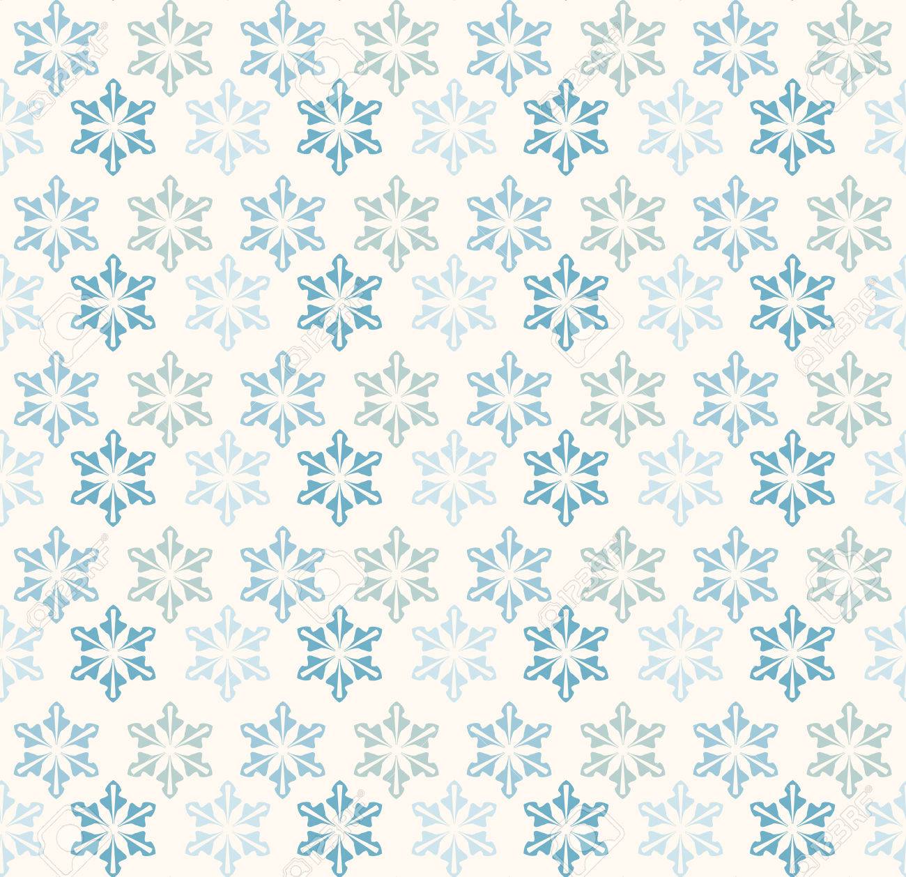 Blue Snow Flakes Patterns Vintage And Retro Design Endless