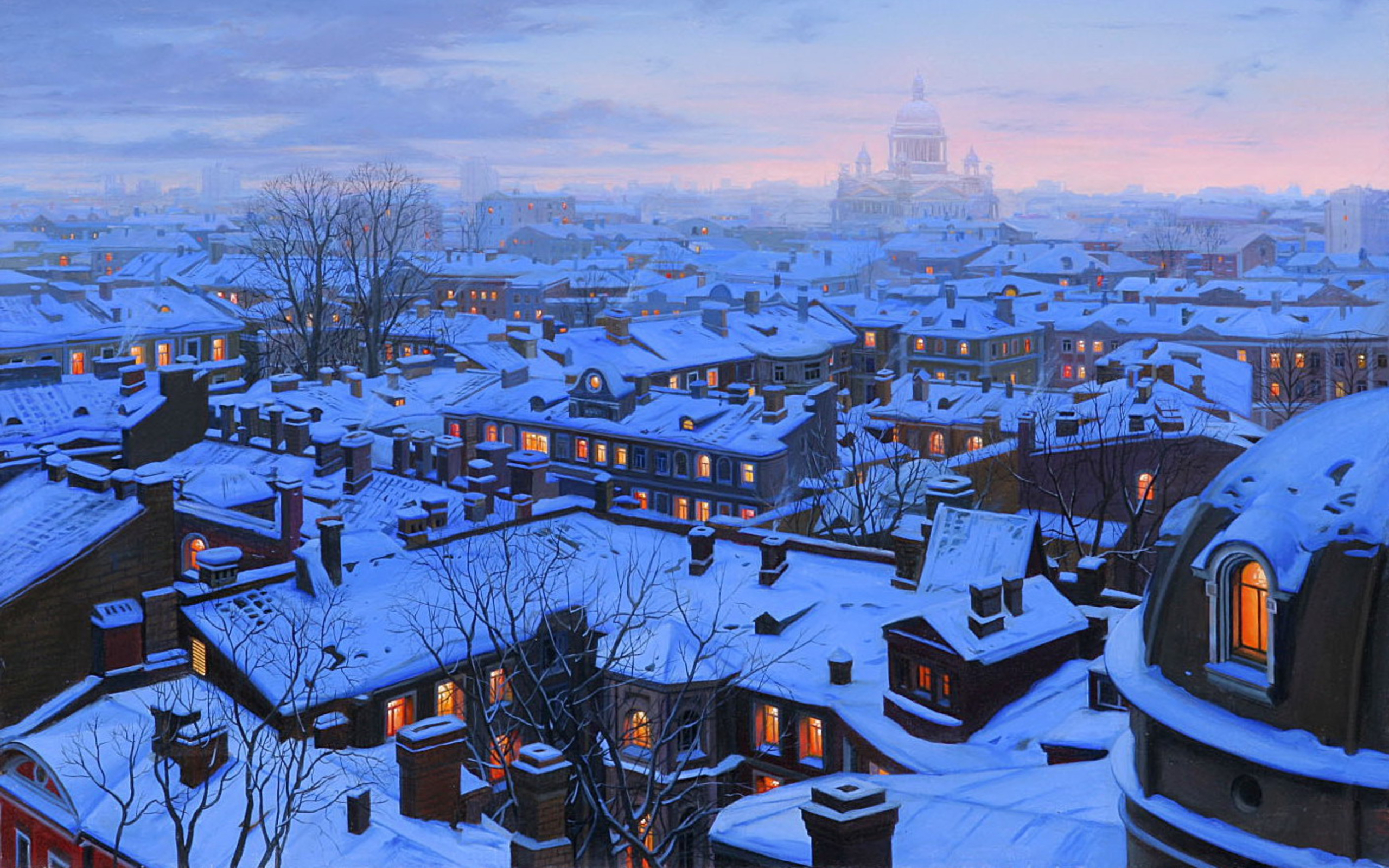 Snow in St Petersburg on rooftops wallpapers and images   wallpapers