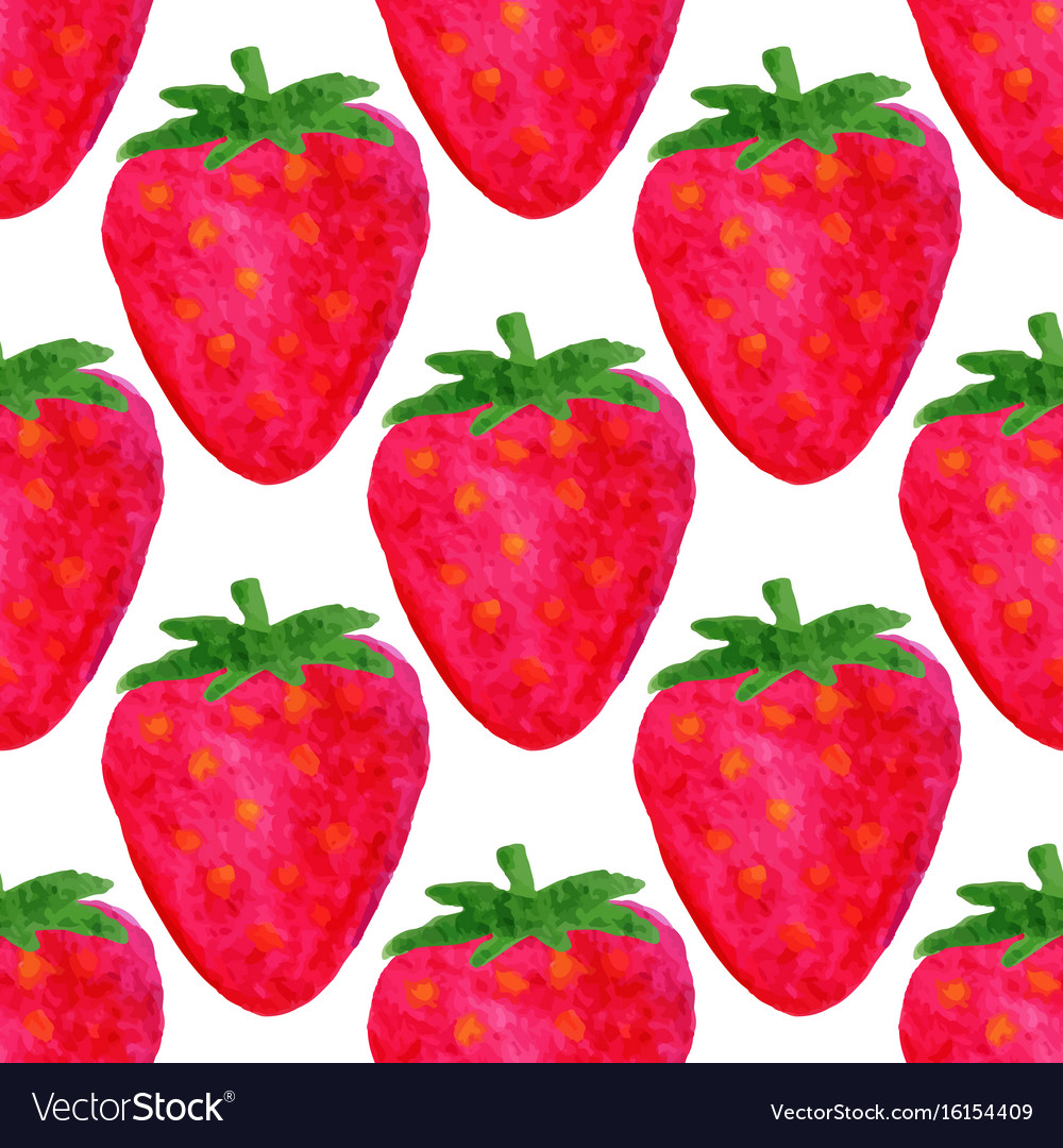 Watercolor Seamless Pattern Strawberry Background Vector Image