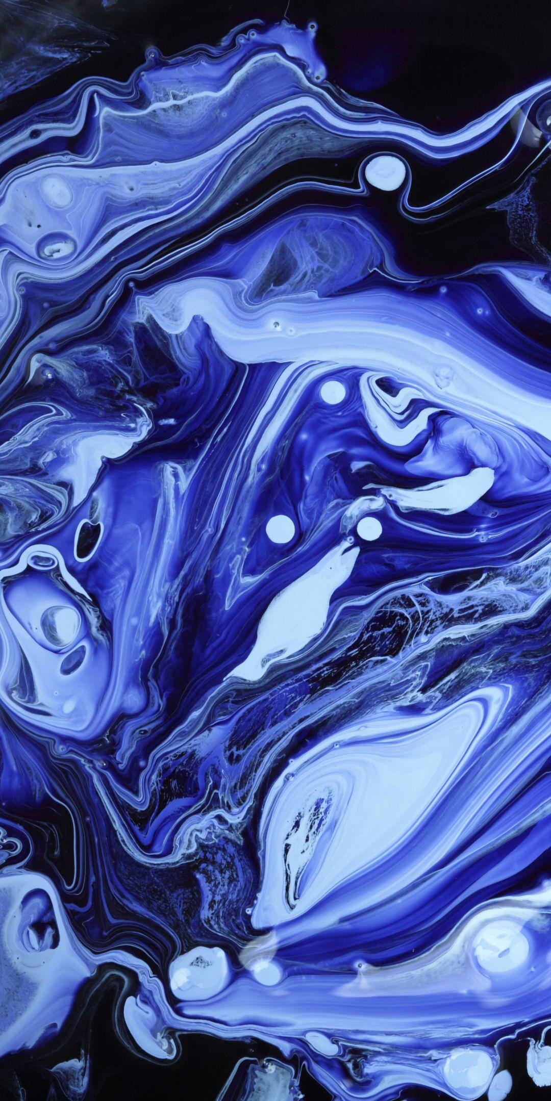 Blue Paint Liquids Texture Stains Wallpaper