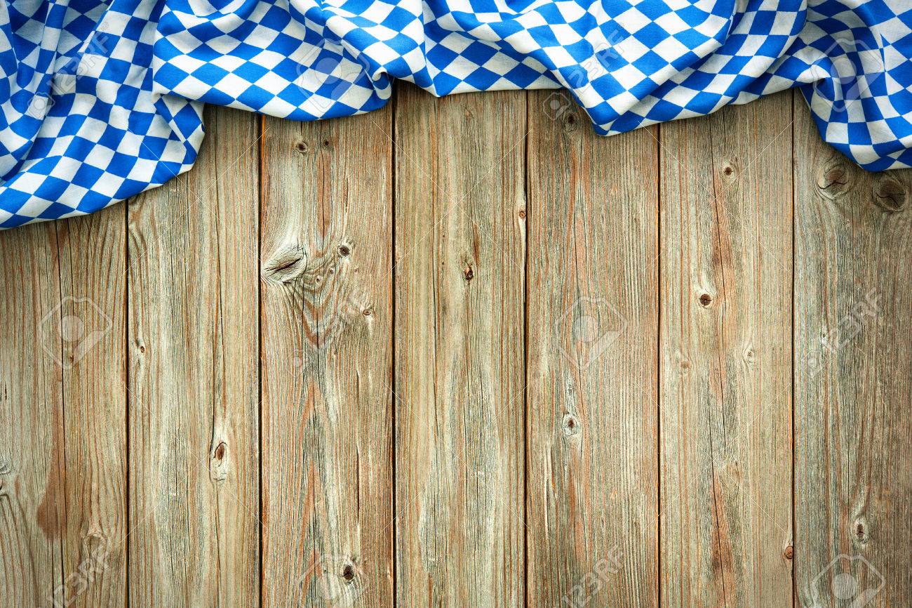 Rustic Background For Oktoberfest With Bavarian White And Blue