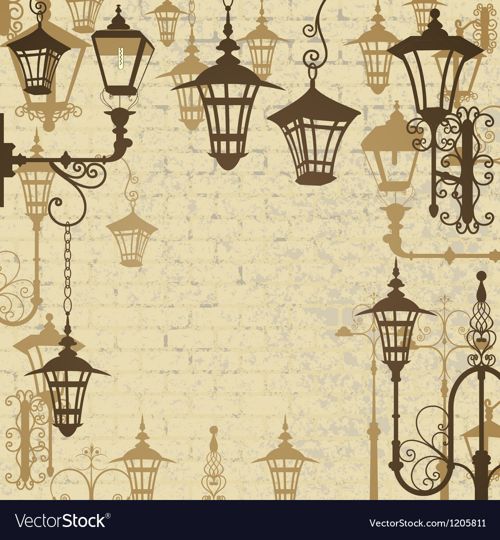 Old Town Background With Wrought Lanterns Vector Image