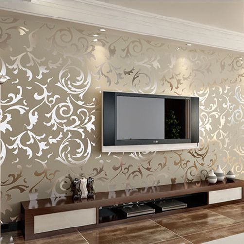 Wall Paper Wallpaper Roll Damask Embossed Feature 3d Textured