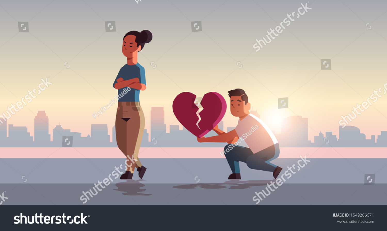 Unhappy Couple Depression Having Relationship Problem Stock Vector